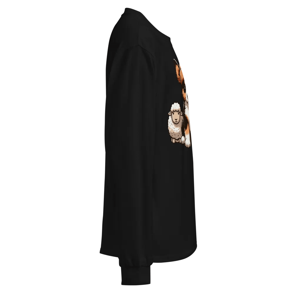 Cute Tricolor Border Collie with Sheep Long Sleeve Premium T-Shirt product image (3)