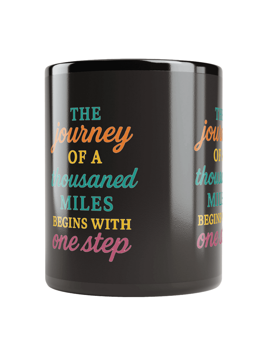 “The Journey Begins” Black Glossy Mug – Nichiren Buddhism Motivational Quote Gift product image (5)