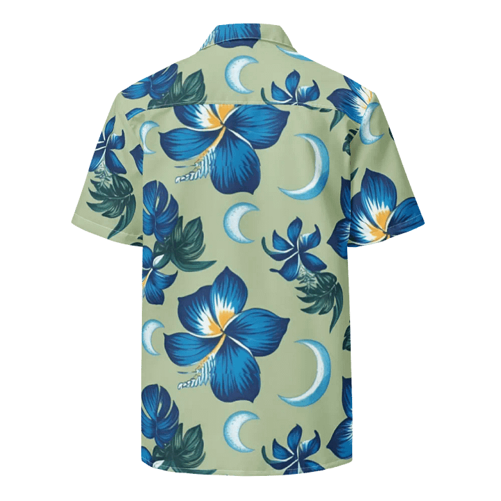 Blue Plumeria Flowers and Crecent moons Hawaiian shirt product image (2)