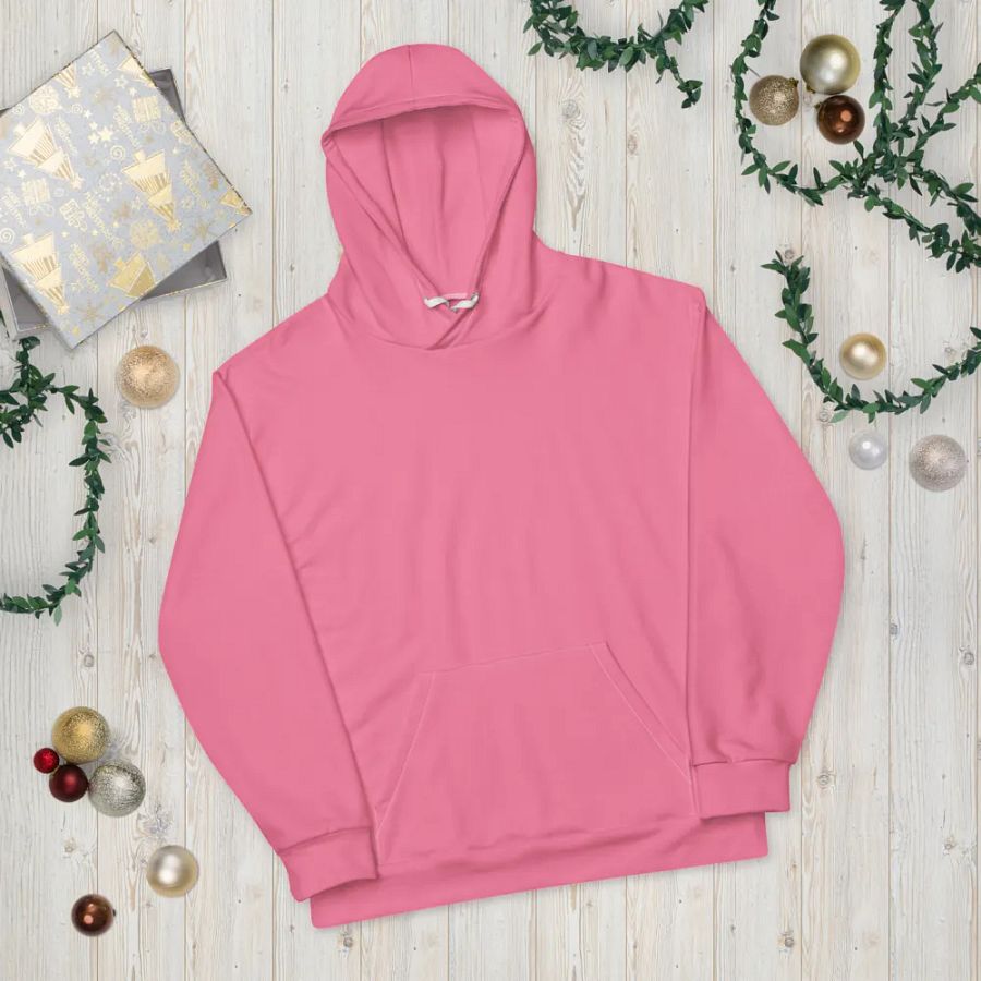 Plain Rosy Pink Soft Summer Unisex Recycled Polyester Heavyweight Premium Hoodie by Treasure Pie product image (11)