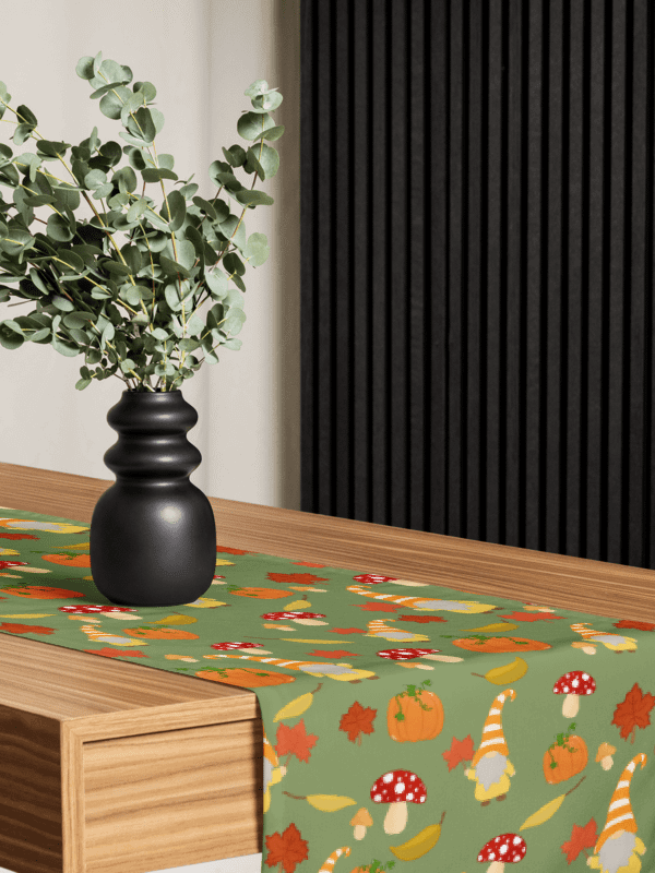 Fall with my Gnomies in Green Pattern Table Runner product image (1)