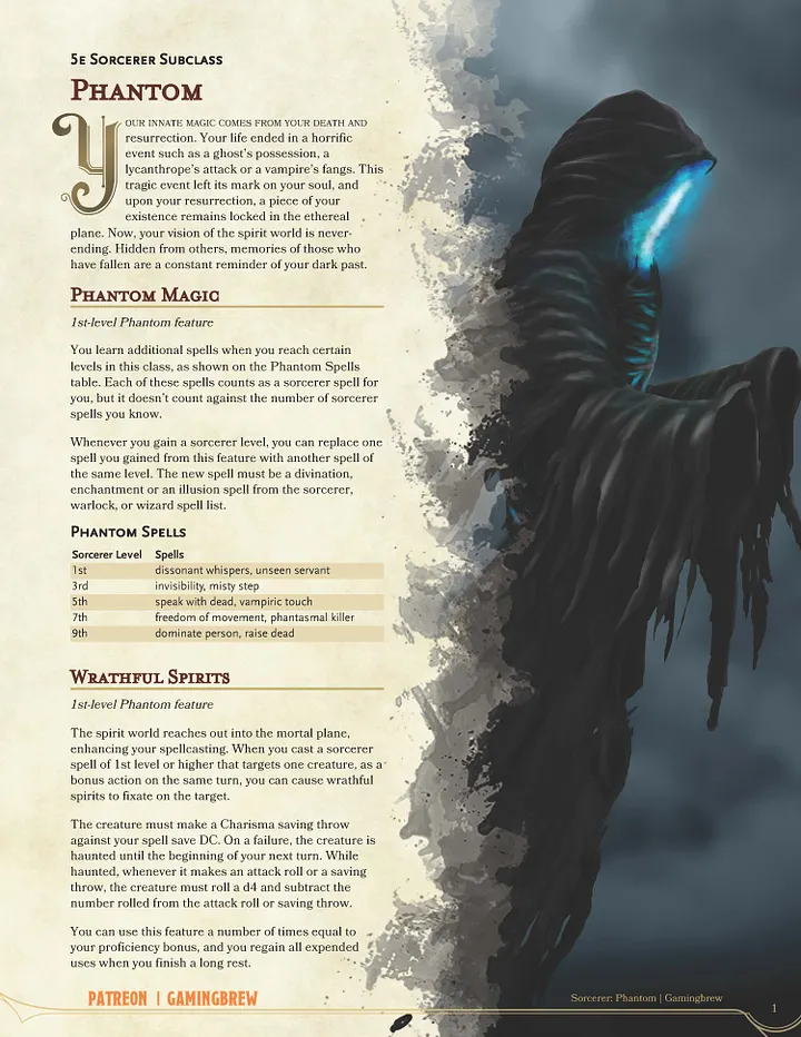 Phantom | 5E Sorcerer Subclass product image (2)