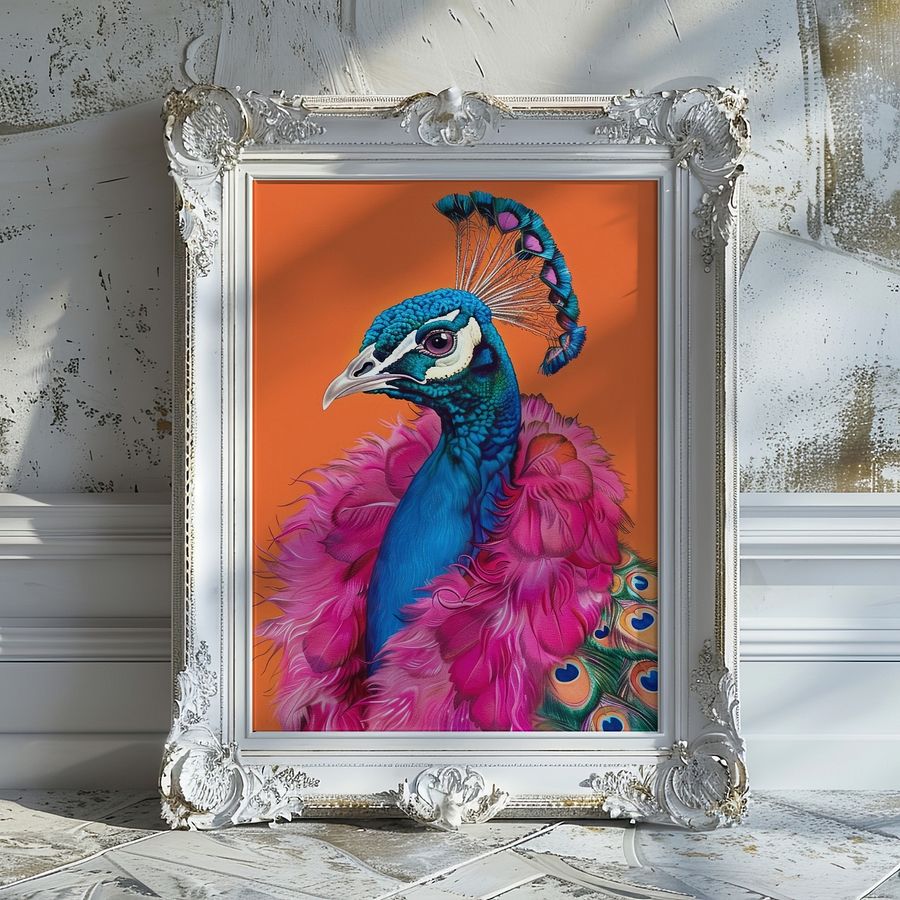 Peacock in Fur Anthropomorphic Animal Fashion Art Print product image (22)