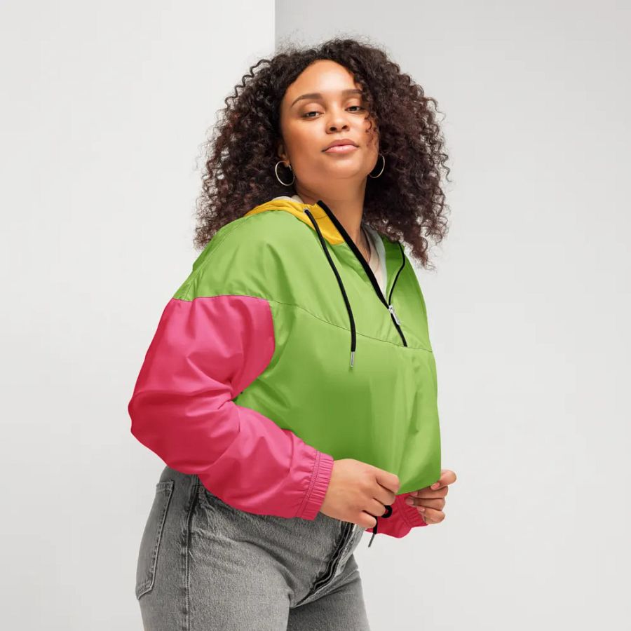 Lime/Pink/Yellow Women’s Cropped Windbreaker product image (4)
