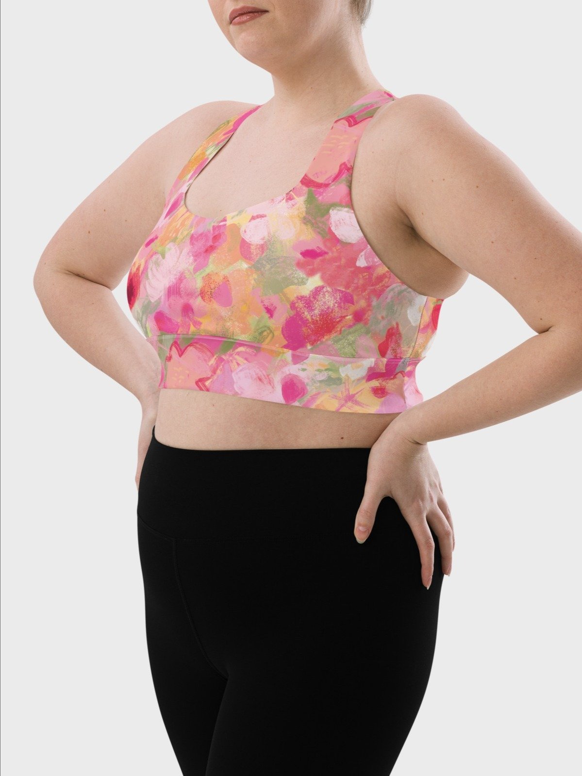 Hight Impact Sport Bra "Sweet Pastel Florals of Spring" product image (9)