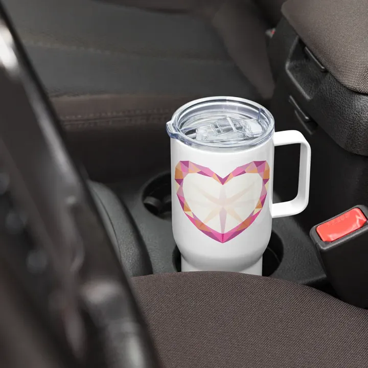 Crystal Pride Heart (Lesbian Pride) Insulated Cup with Handle product image (2)