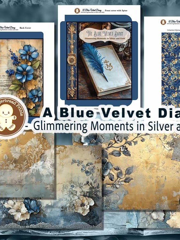 A Blue Velvet Diary Journal kit digital Download product image (4)
