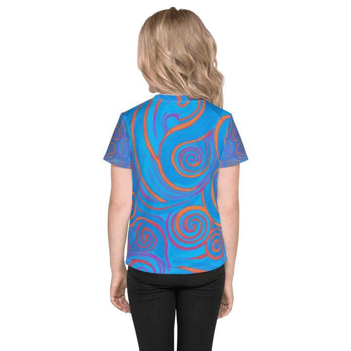 Funky Blue Dreams Liquid Tie-Dye Kid's and Toddler's Crew Neck T-shirt product image (2)