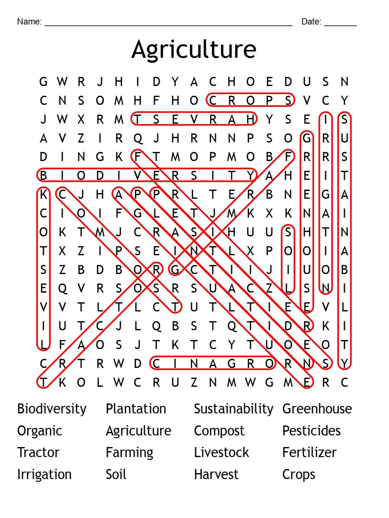 Printable Agriculture Word Search Puzzle – 16 Key Vocabulary Words! product image (2)