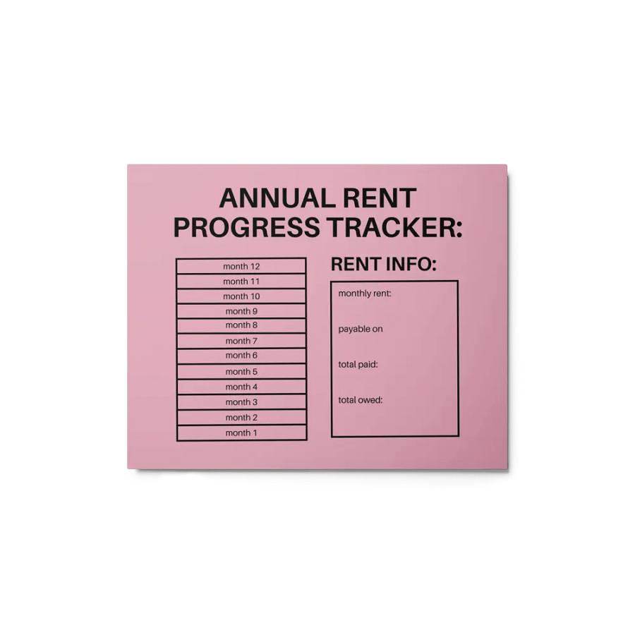 ANNUAL RENT TRACKER (black design 5) product image (1)