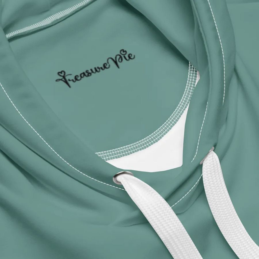 Plain Medium Teal Green Soft Summer Unisex Recycled Polyester Heavyweight Premium Hoodie by Treasure Pie product image (7)