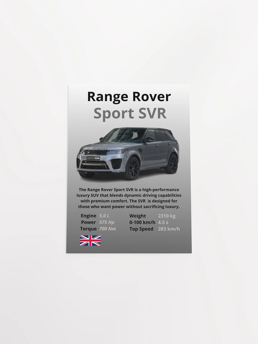 Range Rover Sport SVR Wall Poster Without Frame product image (4)