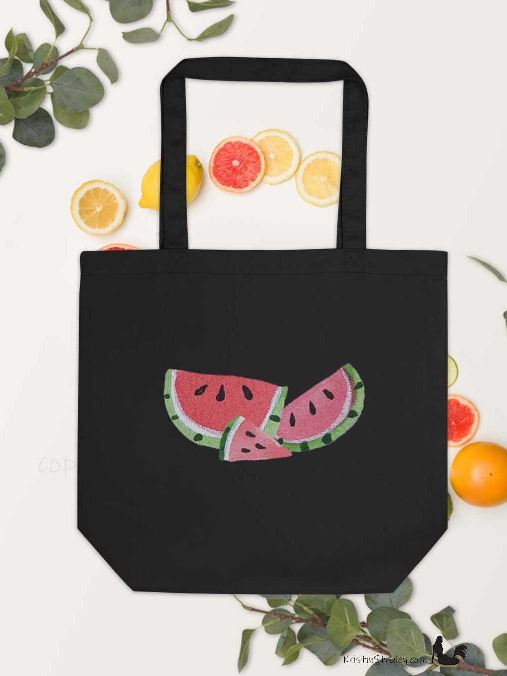 Juicy Watercolor Watermelons Eco Cotton Reusable Tote Bag product image (6)