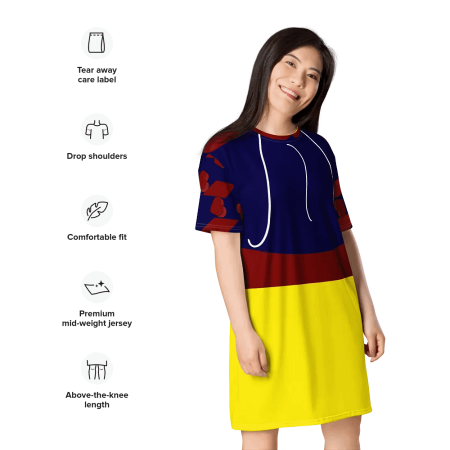 Princess Bounding T-Shirt Dress Blue and Yellow product image (4)