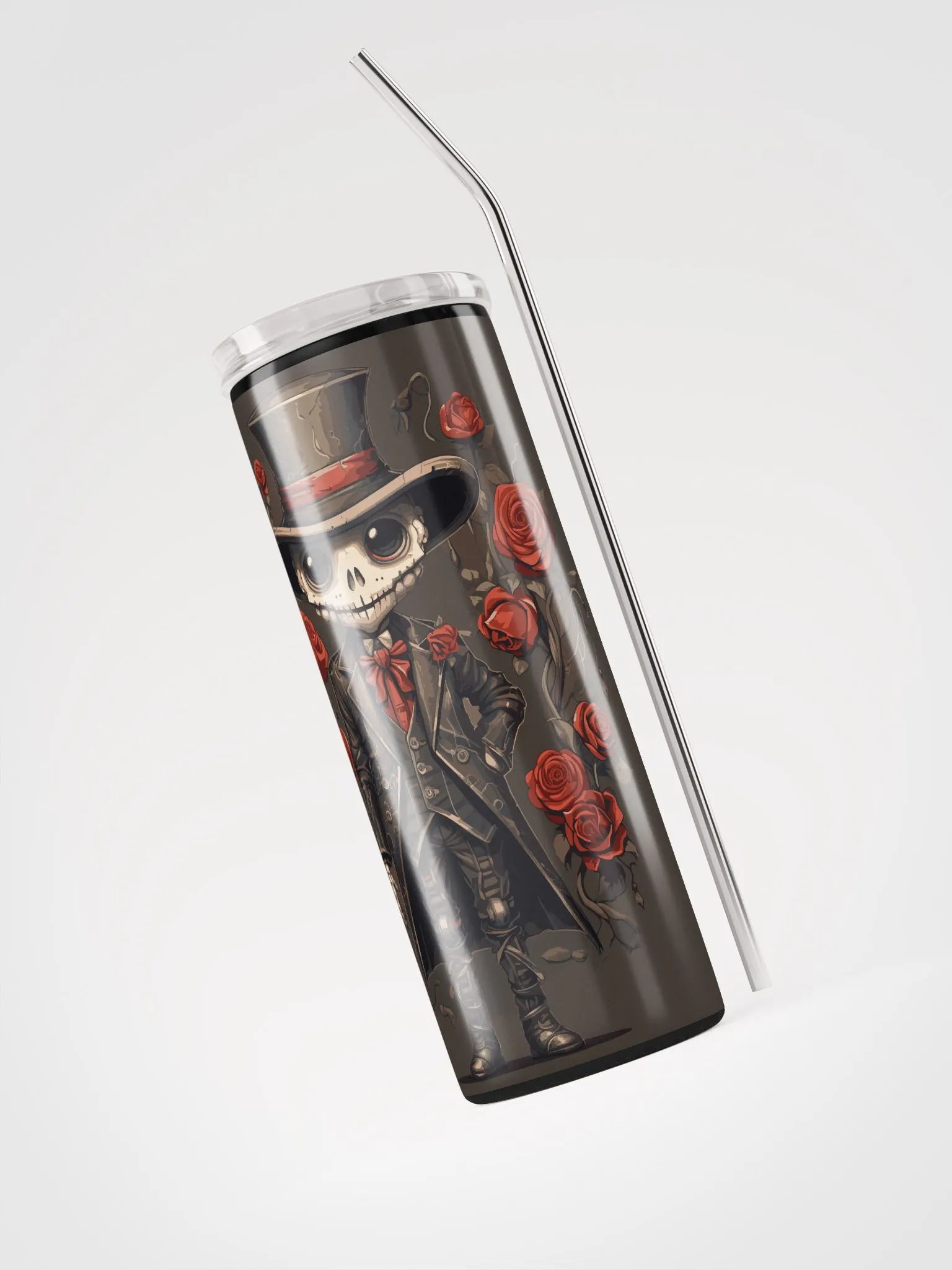 Gothic Romance: Skeleton & Roses Stainless Steel Tumbler for Valentine's product image (3)