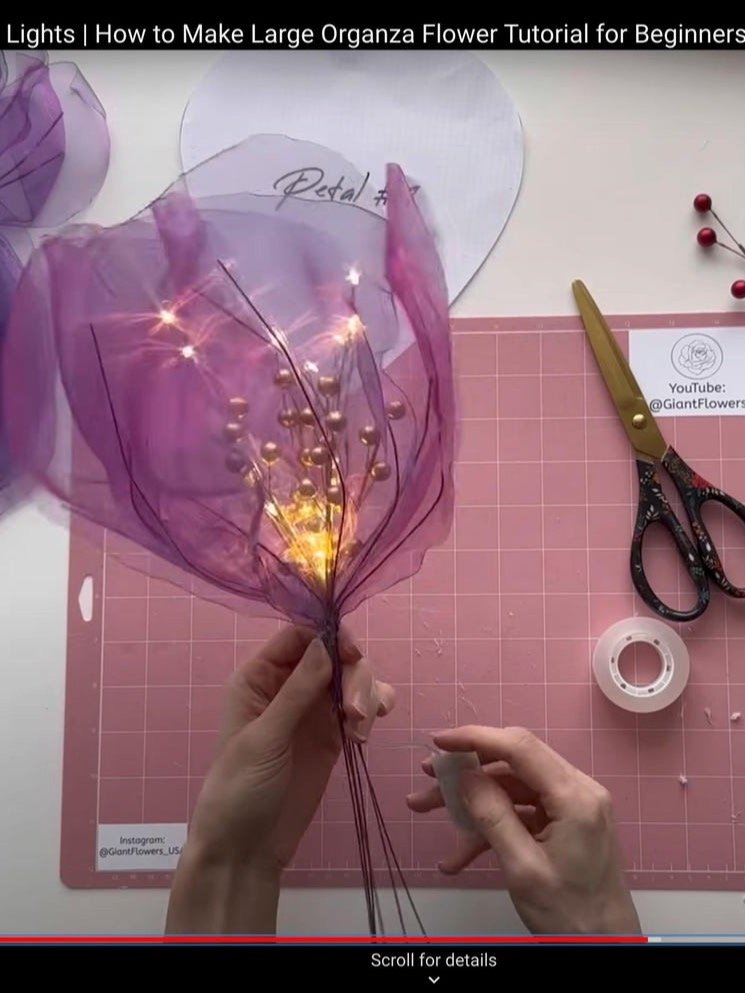 DIY Giant Organza Flower: Templates with Video Tutorial how to make Giant Fabric Flowers product image (6)
