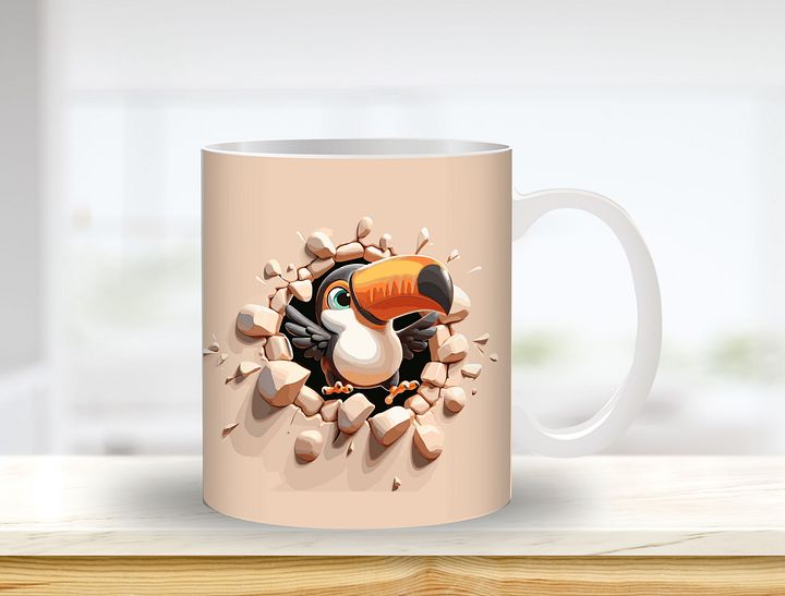 Cute Toucan Sublimation Design, 11oz & 20oz Mug Template, Mug Wrap Template PNG, Digital Download product image (1)