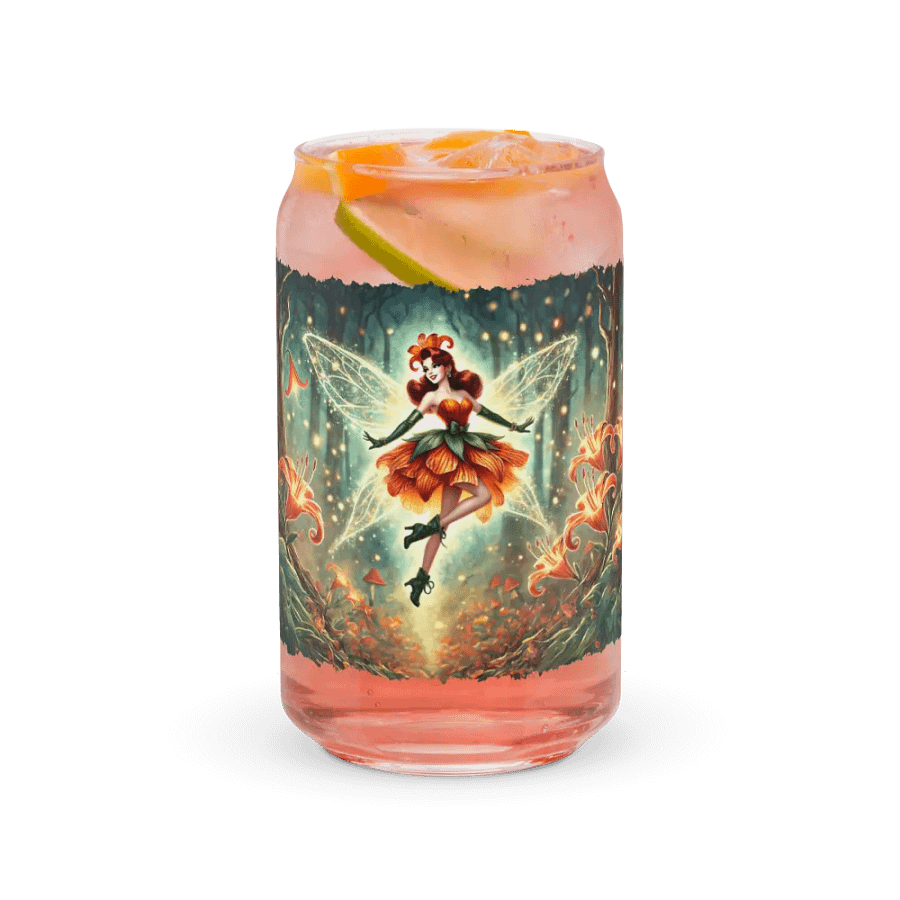 Enchanted Orange Lily Fairy Glass with Optional Lid and Straw product image (37)