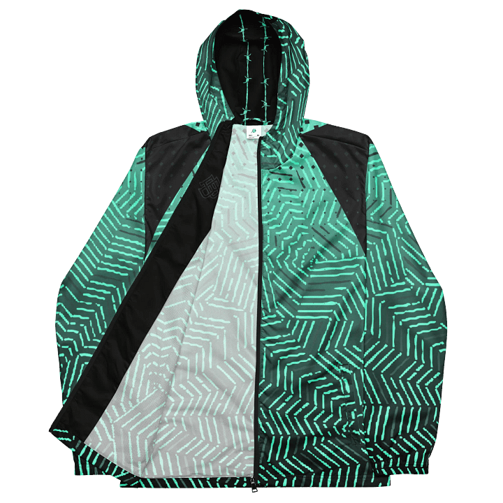 Neon chaos windbreaker, Turquoise and dark grey product image (2)