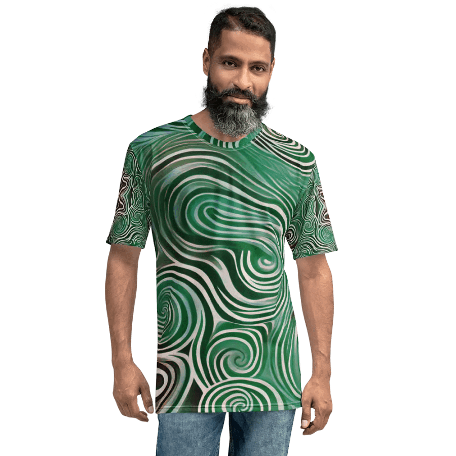 Funky Cool Green Liquid Tie-Dye Men's T-shirt product image (3)