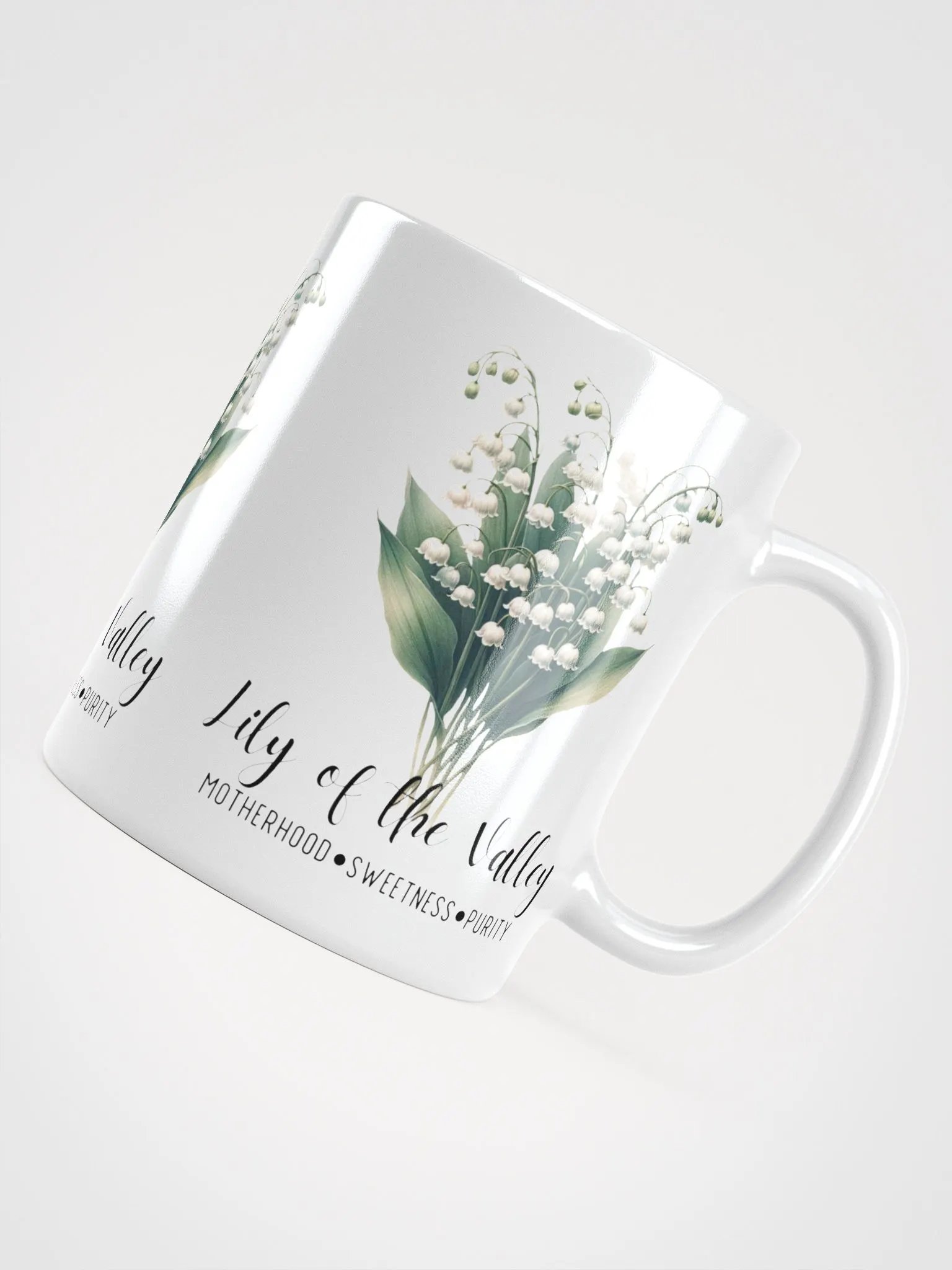 Lily of the Valley Ceramic White Mug: Motherhood, Sweetness, Purity May Birth Month Flower product image (6)