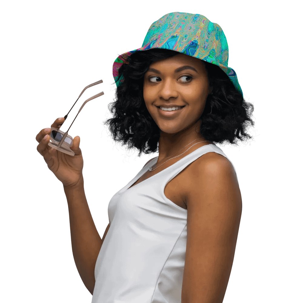 Groovy Abstract Retro Rainbow Atomic Waves Bucket Hat product image (7)