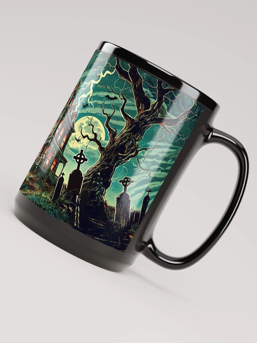 Giant Spider on a Haunted House Black Glossy Mug product image (5)