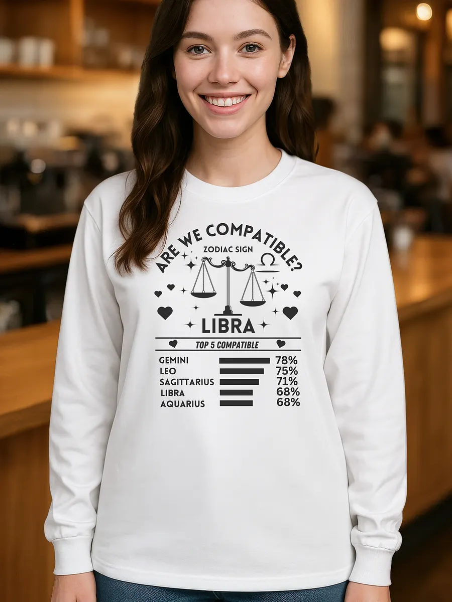 Libra Zodiac Sign Romantic Compatibility - Gildan Ultra Cotton Unisex Long Sleeve T-Shirt - Light Colors product image (1)