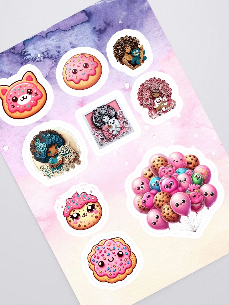 Whimsical Cookie and Character Sticker Sheet