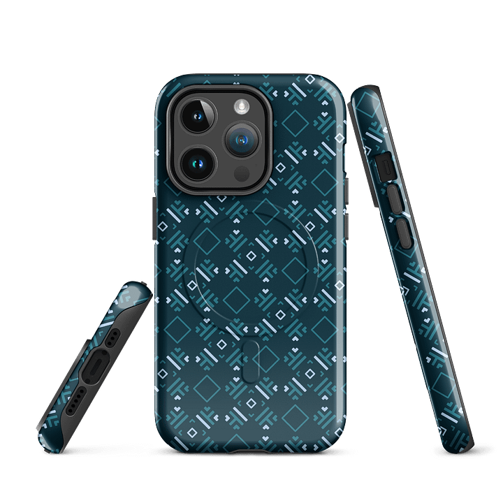 Facet Fantastic Blue Geometric Pattern Magsafe Tough Case for iPhone product image (2)