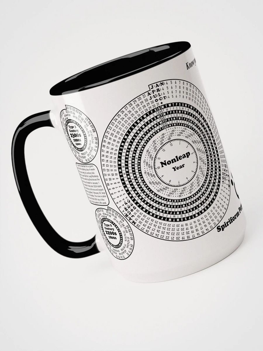 Spiriform Perpetual Calendar 15oz Ceramic Mug with Color Inside product image (4)