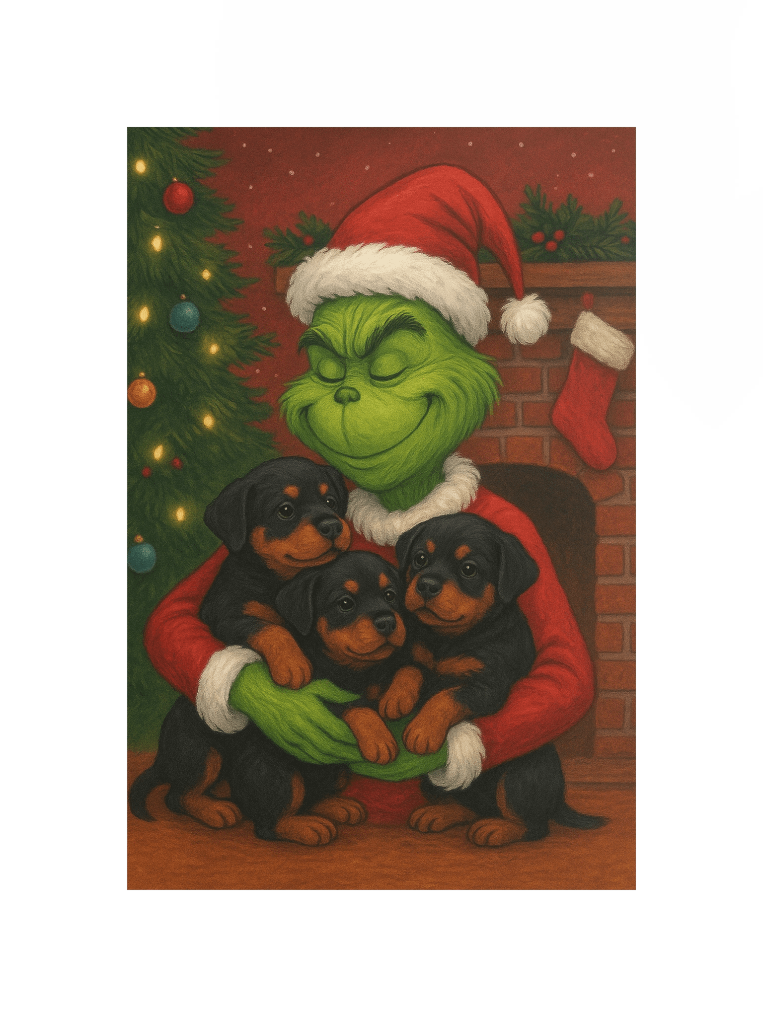 Grinch & Rottweiler puppies Festive Poster product image (10)
