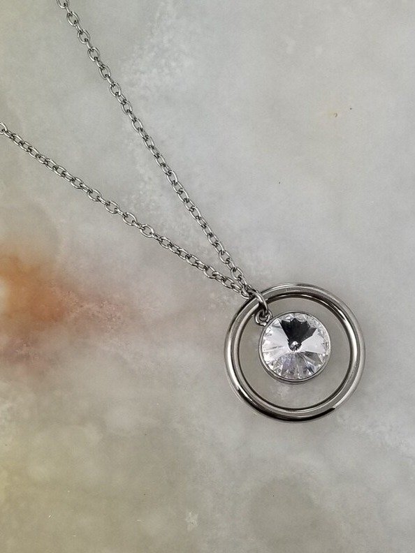 Forever in Love Necklace — Swarovski Crystal & Stainless Steel | Minimalist Pendant | Modern Everyday Jewelry product image (3)