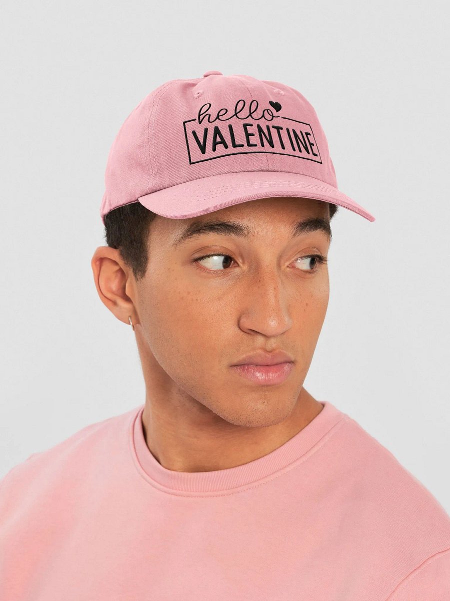 Hello Valentine Embroidered Cap (Black Text) product image (6)