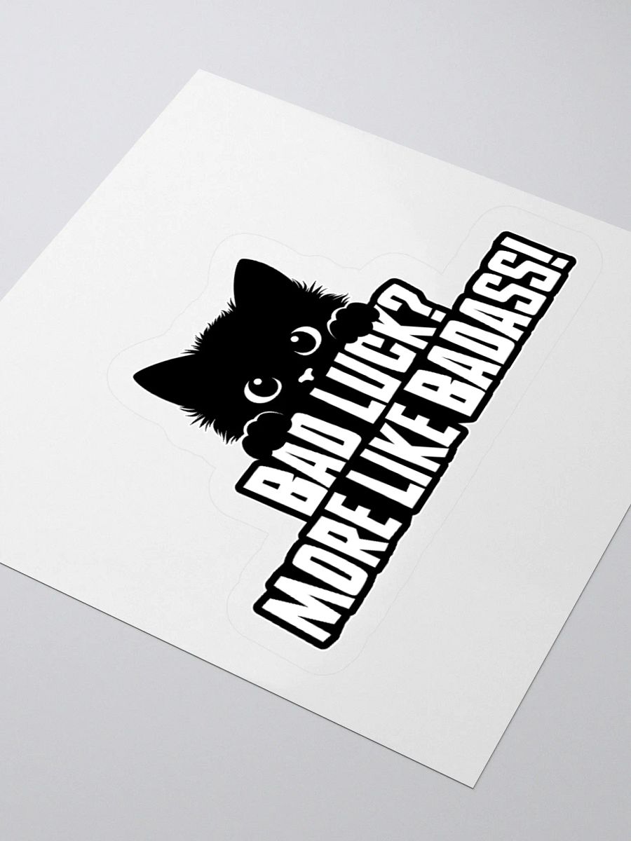 Cute Black Kitten "Badass" Funny Cat Lover Sticker product image (9)