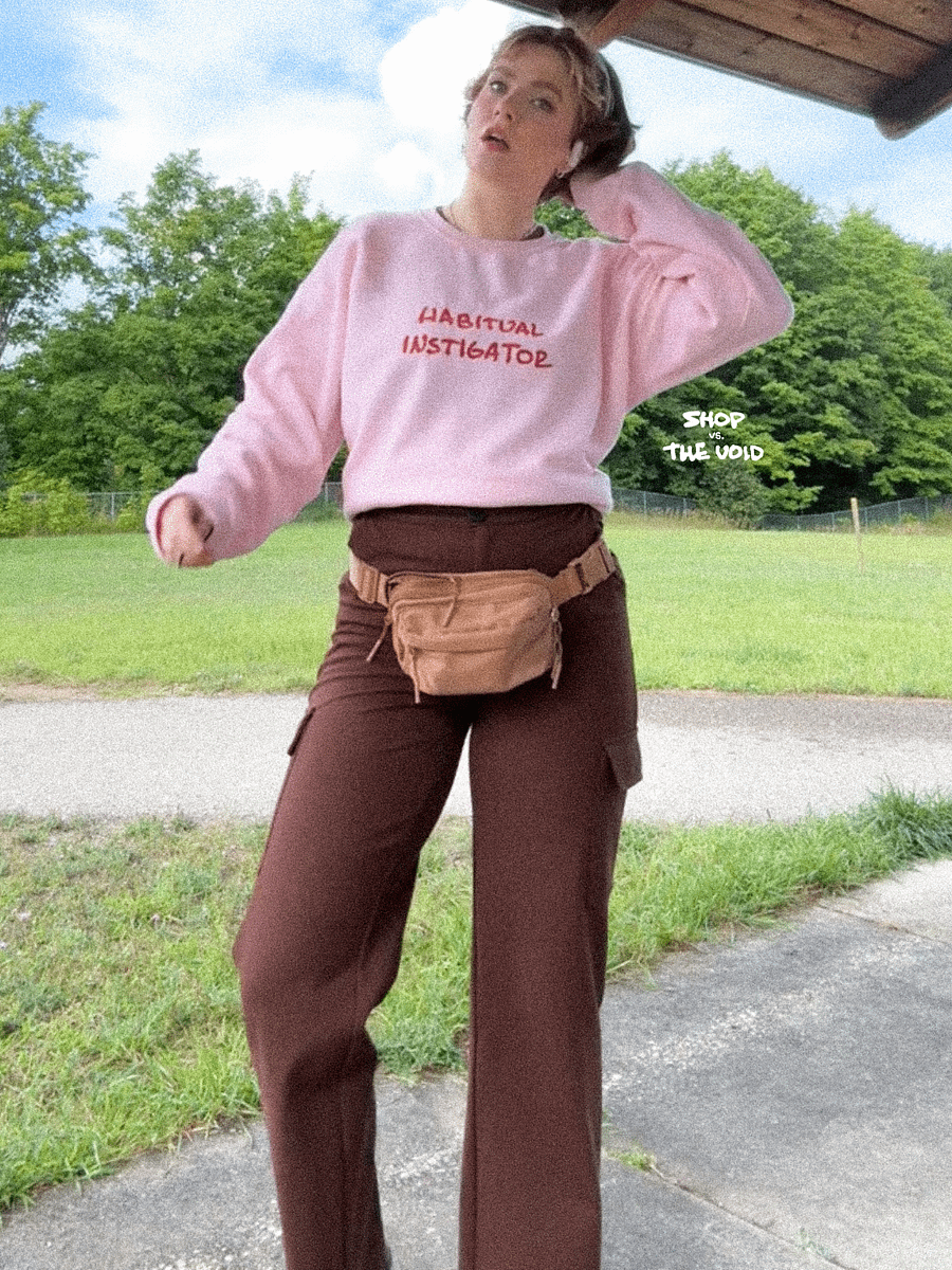 HABITUAL INSTIGATOR (lg. design, pink thread) embroidered crewneck product image (3)
