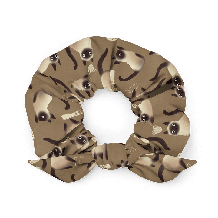 Siamese Cats Knocking Stuff Over Patterned Scrunchie product image (1)