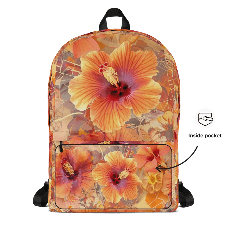 Golden Hibiscus Dreams All-Over Print Backpack product image (4)