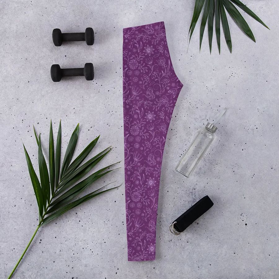 Dark Purple Floral Women's Leggings product image (6)