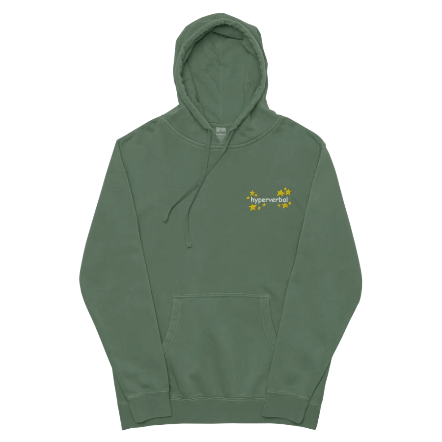 hyperverbal (L.C., comic sans and stars) embroidered pigment-dyed hoodie product image (9)