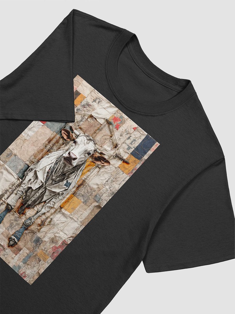 'Istan Bull' by Edward Martin: Mixed Media Collage Print...Fantasy Marionette Series: Whimsical Patchwork Cow Art T-Shirt product image (9)