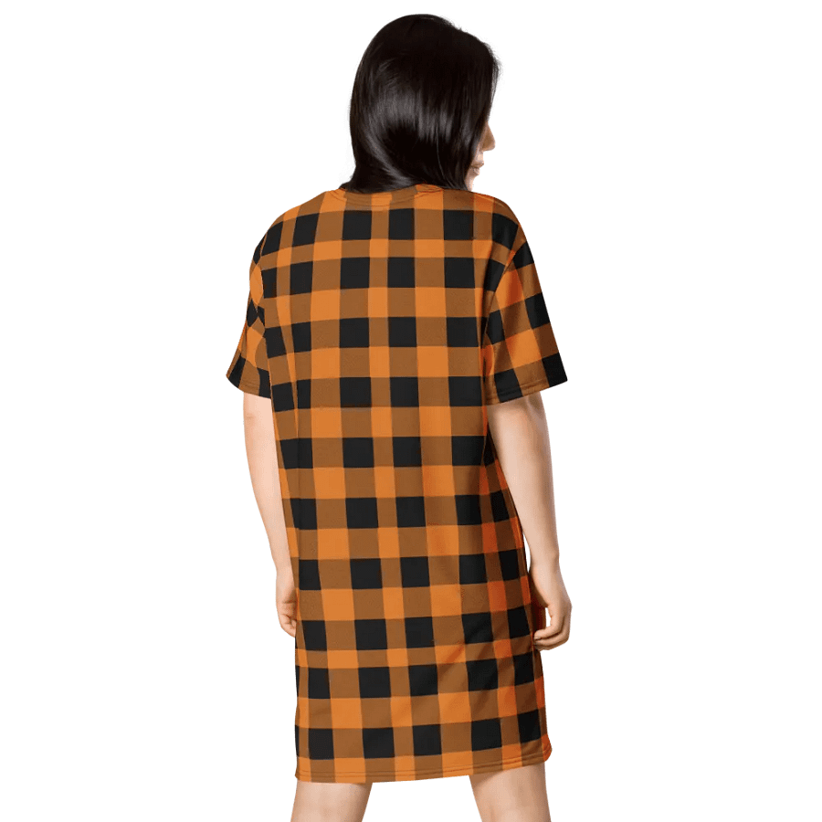 T-SHIRT DRESS VINTAGE CHECKERED ORANGE BLACK product image (2)