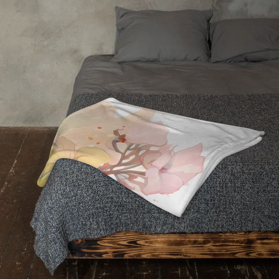 Floral Animal Bulldog with Flowers Hibiscus Dog Lover Throw Blanket product image (10)