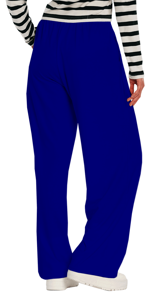 Plain Color Navy Blue Wide-Leg Pants product image (3)