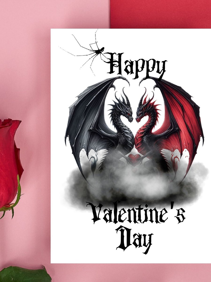 Printable Gothic Dragon Couple Valentine's Card product image (5)