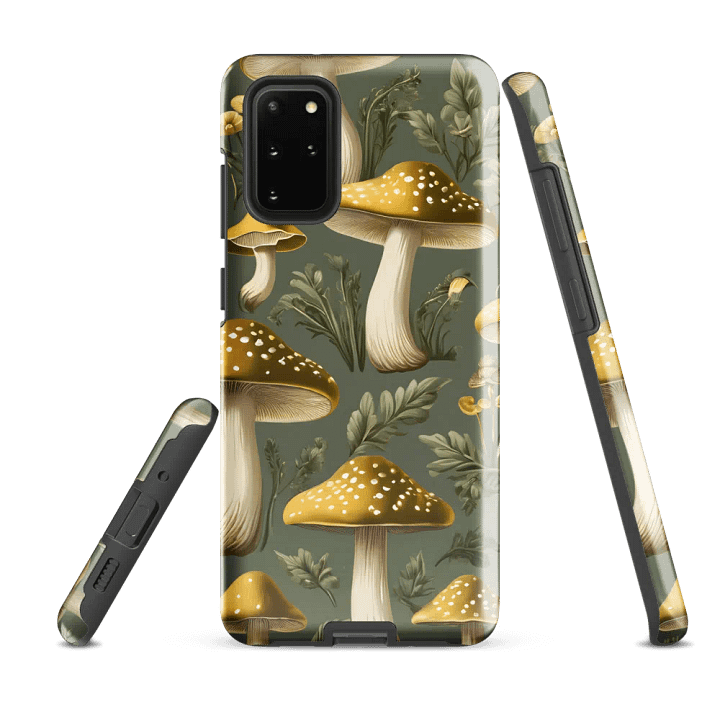 Tough Phone Case for Samsung® - Golden Mushrooms on a Light Green Background product image (2)