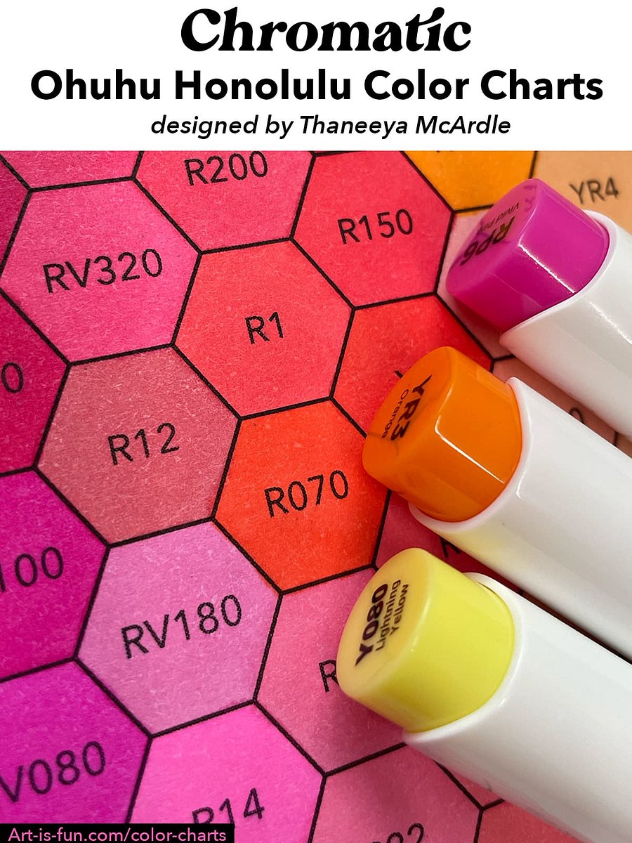 Ohuhu Color Chart - 320 Honolulu Colors in Chromatic Order (Hex + Grid) product image (5)