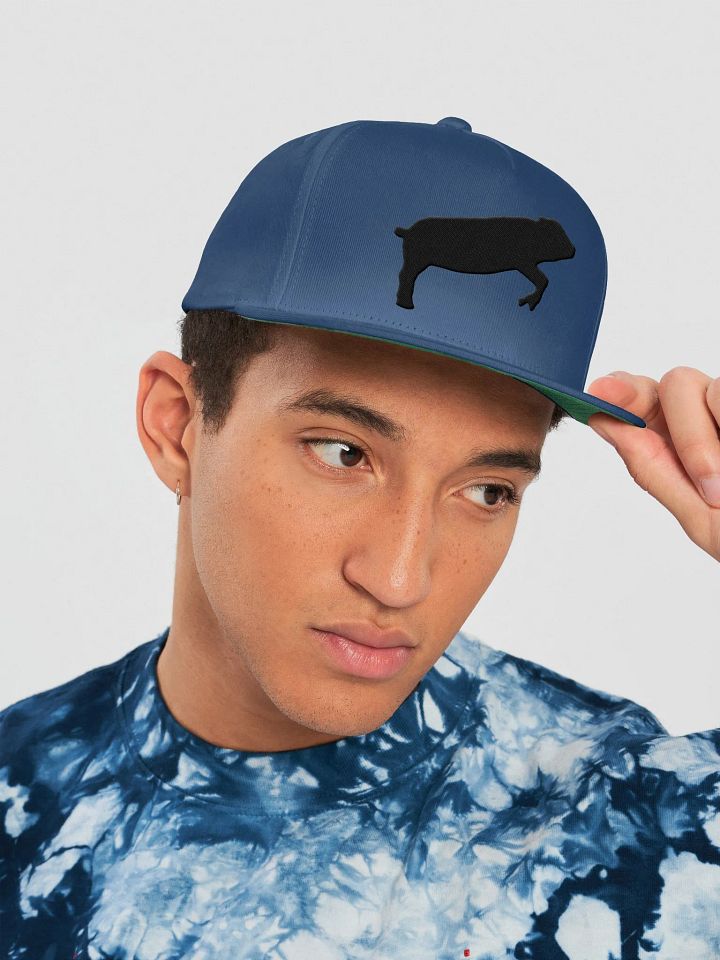Leaping Pig Logo DARK (Yupoong Flat Snapback Cap) product image (7)