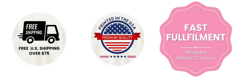 free us hipping, fast fulfillment, printed in USA
