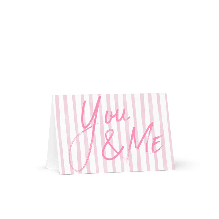 Whimsical Pink Stripe Couple's Valentine Card product image (2)